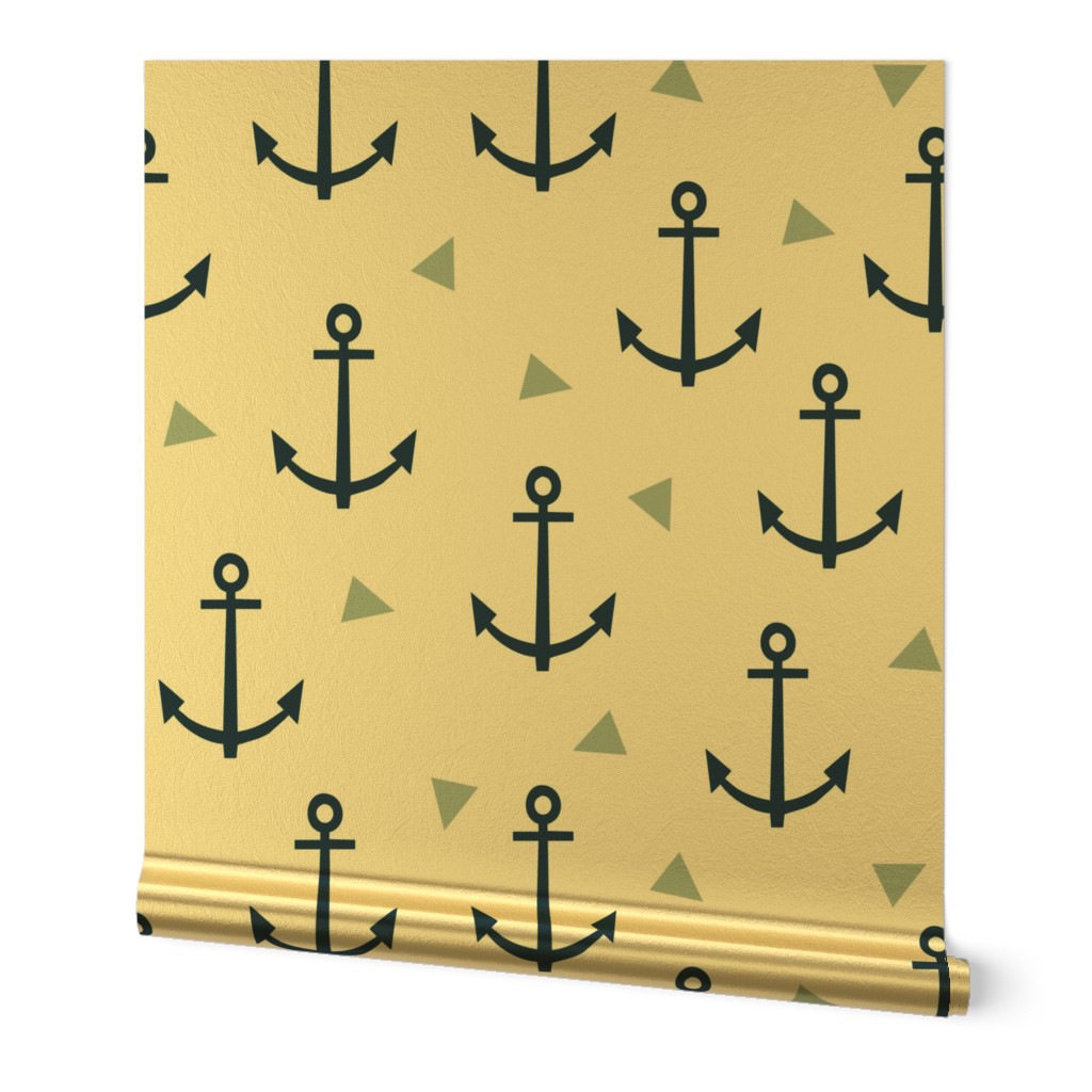 anchor triangle fabric - navy and blue anchor