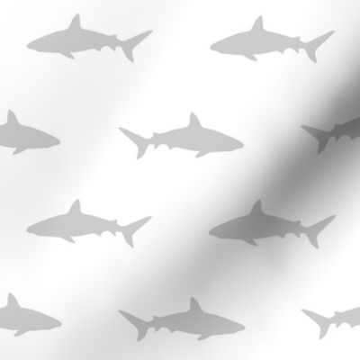 grey and white shark fabric nursery baby design