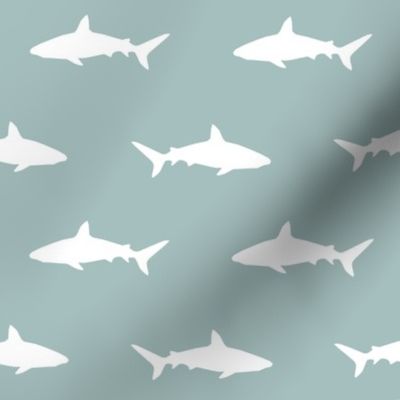 shark fabric -blue and white baby nursery design