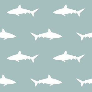 shark fabric -blue and white baby nursery design