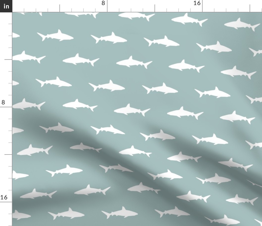 shark fabric -blue and white baby nursery design