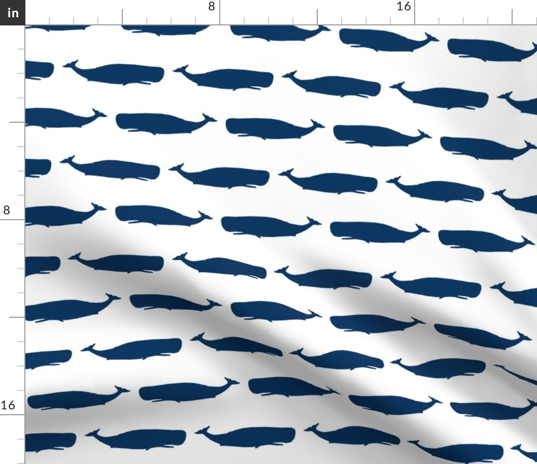 navy whales fabric - nautical ocean, baby, nursery design