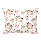 Blush Watercolor Floral - Peach Pink Cream Flowers - LARGE SCALE