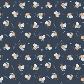 Origami Flowers Navy Background