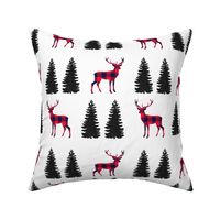 8" Woodland Plaid Deer // White