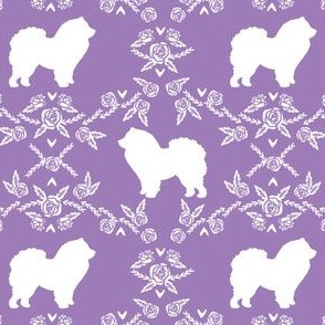 Chow Chow floral silhouette dog breed fabric purple