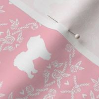 Chow Chow floral silhouette dog breed fabric pink