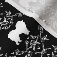 Chow Chow floral silhouette dog breed fabric  black and white