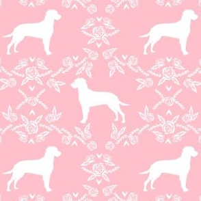 dalmatian floral silhouette dog breed fabric pink