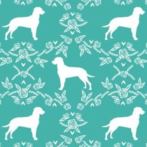 dalmatian floral silhouette dog breed fabric turquoise