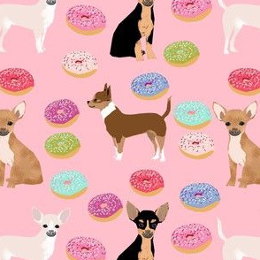 chihuahua donuts sweet treat dog breed fabric pink