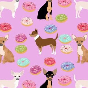 chihuahua donuts sweet treat dog breed fabric purple