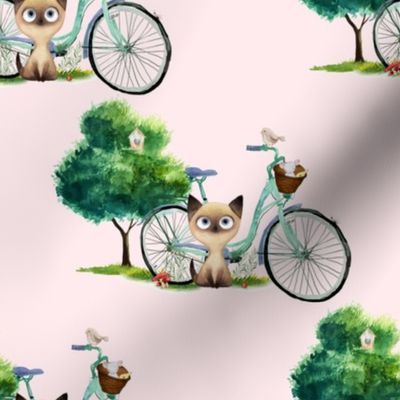 8" Kitty Cat with Bike - Pink