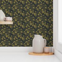Funky Vintage Floral // Duotone in Marigold + Forest Green