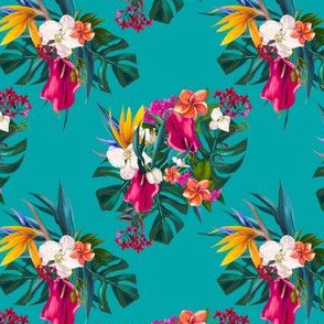 4" Love Summer Florals - Aqua