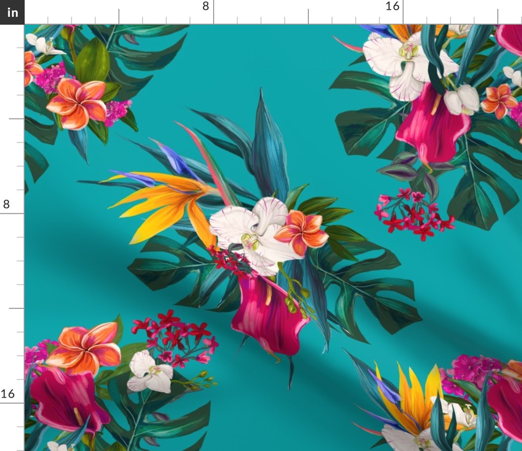 18" Love Summer Florals - Aqua