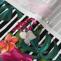 8" Love Summer Florals - Black and White Stripes