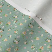 1.5" Spring Time Bunny Florals Green