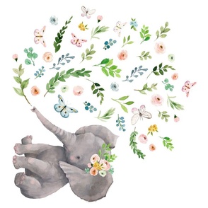 21"x18" Spring Time Baby Elephant