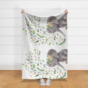 56"X36" FLORAL BABY ELEPHANT