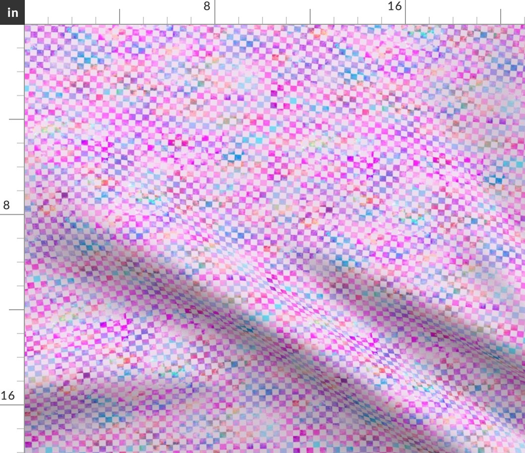 watercolor checkerboard - pink. 1/4" squares