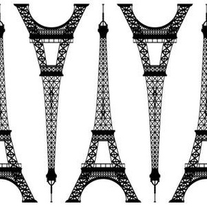 Six Inch Black Eiffel Towers on White