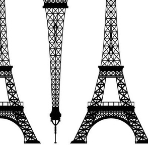 Twelve Inch Black Eiffel Towers on White