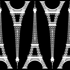 Six Inch White Eiffel Towers on Black