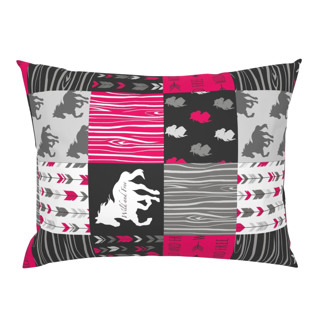 Wild and Free Horses - Fuchsia, Black And Grey - ROTATED