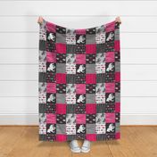 Wild and Free Horses - Fuchsia, Black And Grey - ROTATED