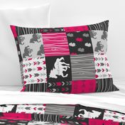 Wild and Free Horses - Fuchsia, Black And Grey - ROTATED