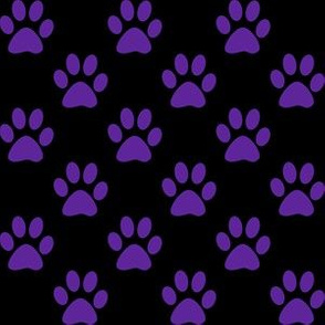 One Inch Purple Paw Prints on Black