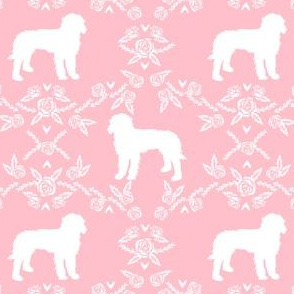 golden doodle floral silhouette dog breed fabrics pink