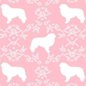 great pyrenees silhouette floral dog breed fabric pink