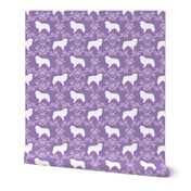 great pyrenees silhouette floral dog breed fabric purple