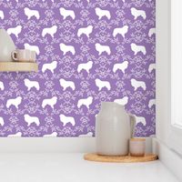 great pyrenees silhouette floral dog breed fabric purple