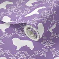 great pyrenees silhouette floral dog breed fabric purple