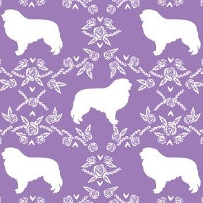 great pyrenees silhouette floral dog breed fabric purple