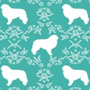 great pyrenees silhouette floral dog breed fabric turquoise
