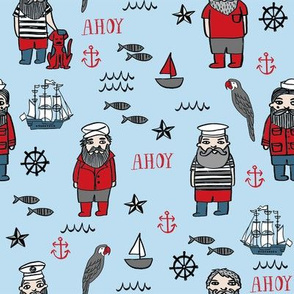 sailor // nautical sailboat ocean sailors captain kids room fun fabric blueish