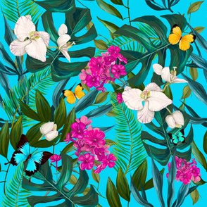 8" Love Summer Florals & Tropical Leaves - Aqua