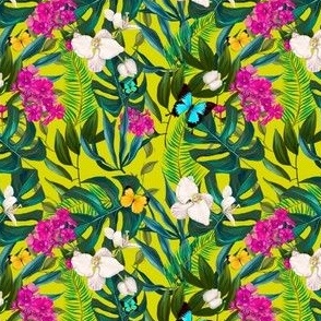 4" Love Summer Florals & Tropical Leaves - Bright Yellow