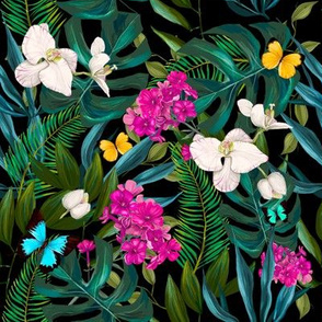 8" Love Summer Florals & Tropical Leaves - Black