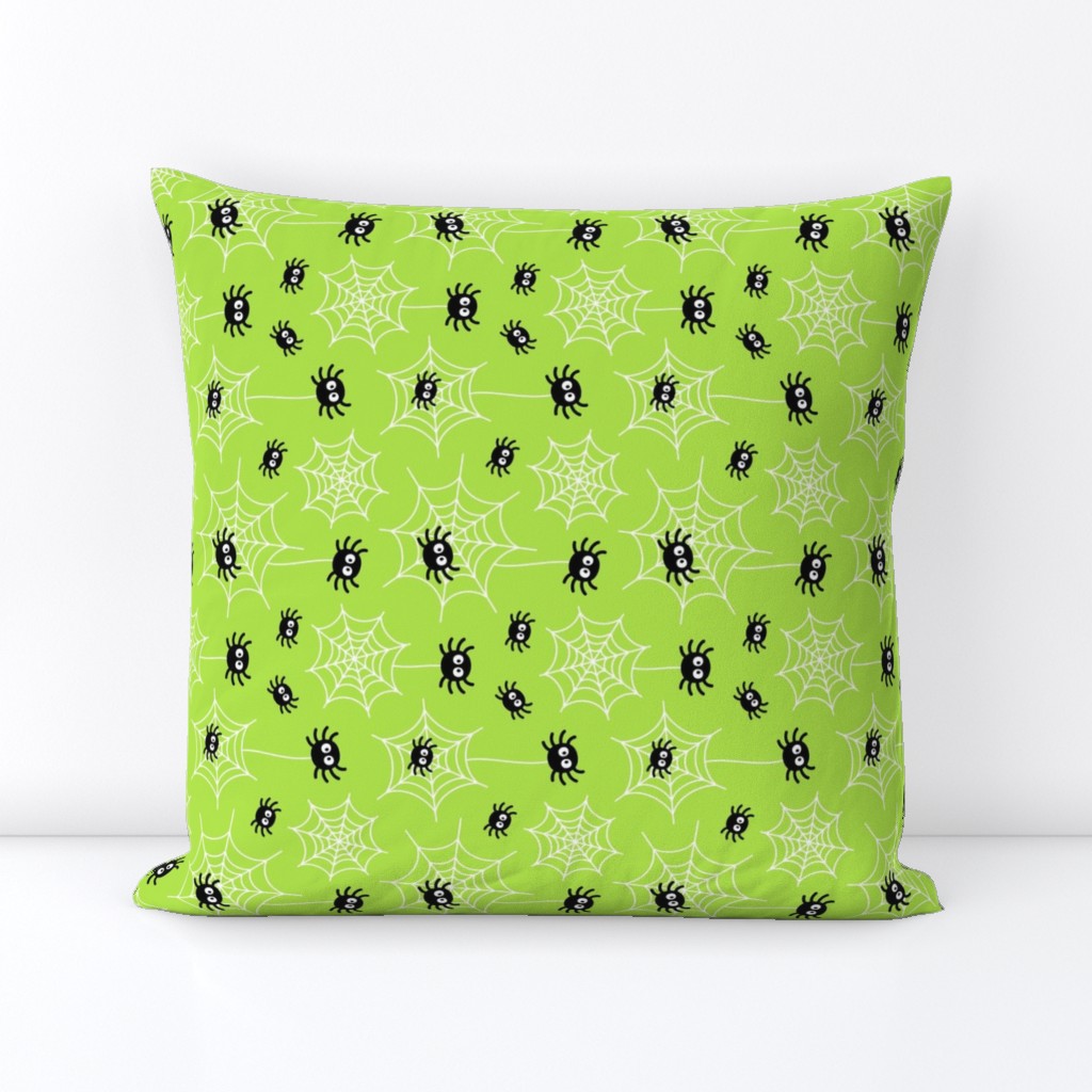 spiders and webs lime green » halloween rotated