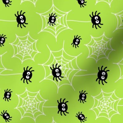 spiders and webs lime green » halloween rotated