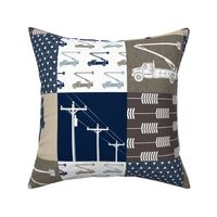 lineman patchwork - brown and navy - arrows