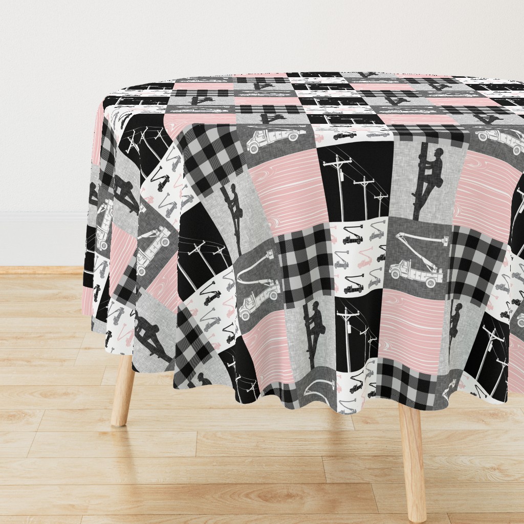 lineman patchwork - pink -  plaid