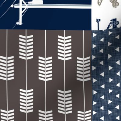 lineman patchwork - brown and navy - arrows (90)