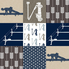 lineman patchwork - brown and navy - arrows (90)