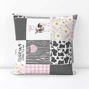 Farm // Love you till the cows come home - wholecloth cheater quilt - Pink - Rotated 